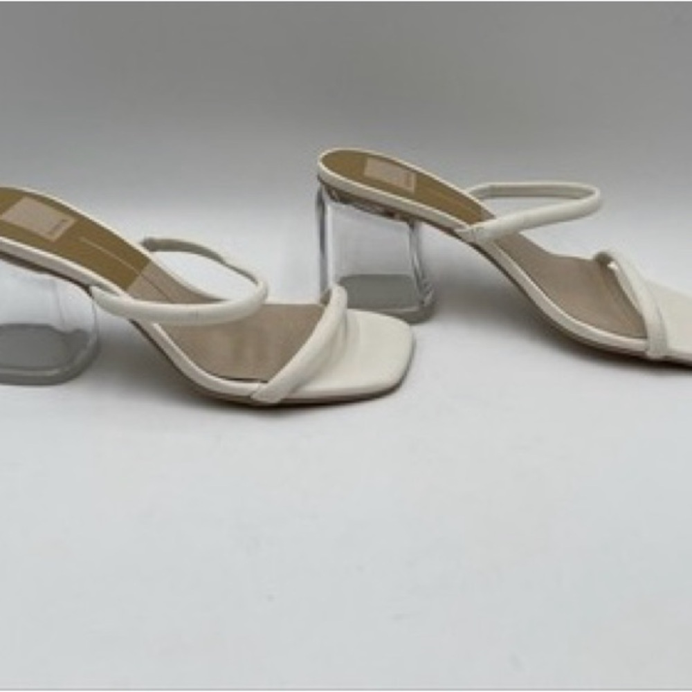 Dolce Vita Cream Heels with Clear Block Heel